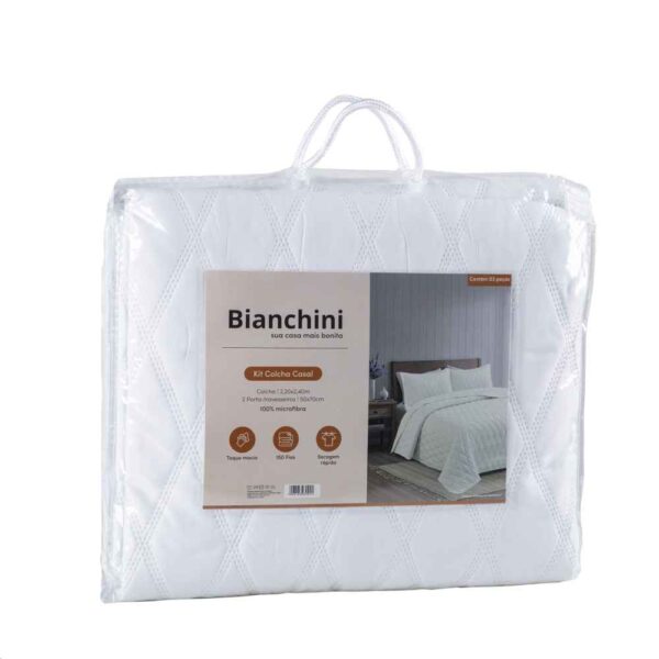 Kit Colcha Casal 3 Peças Branco - Bianchini Comfort