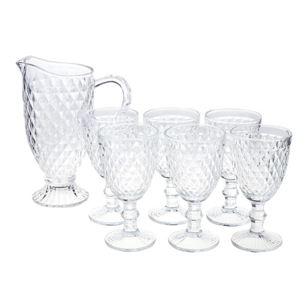 Conjunto 7 peças Jarra e Copos Bico Jaca Empire, Transparente, Haus Concept