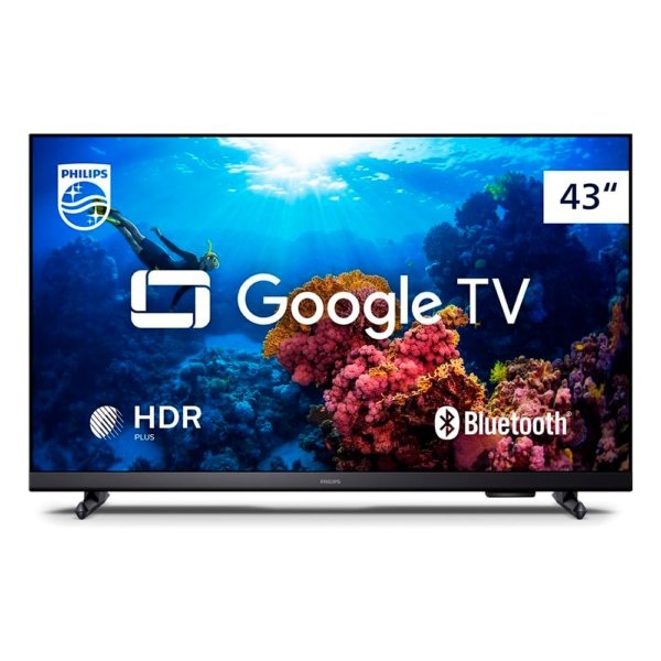 Smart TV Philips 43" Full HD 43PFG6918/78, Google TV, Comando de Voz, HDR, 3 HDMI, Wifi 5G, Bluetooth