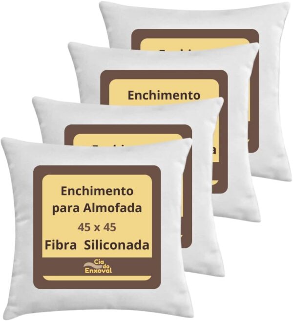 Kit 4 Almofadas Fibra Siliconada com Capa 45x45 - Image 2