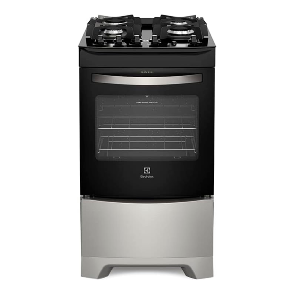 Fogão 4 Bocas Electrolux Prata Automático com Mesa de Vidro e Porta Full Glass (52LSV) - Bivolt