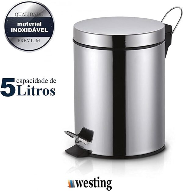 Lixeira 5L Inox com Balde Interno Removível Acabamento Polido - Westing - Image 2
