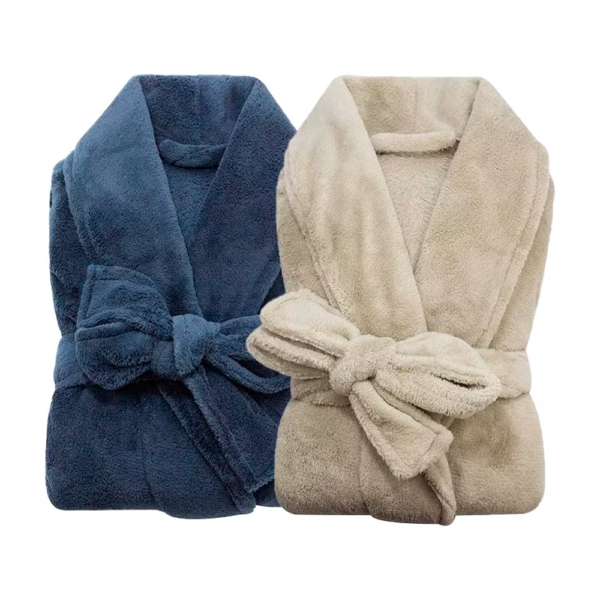 Roupão Microfibra Casal Adulto Robe Camesa Azul Marinho