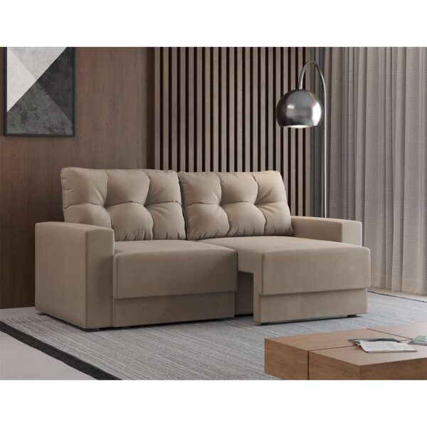 Sofá 2 Lugares Retrátil Lubeck Suede Bege 140cm - Image 2