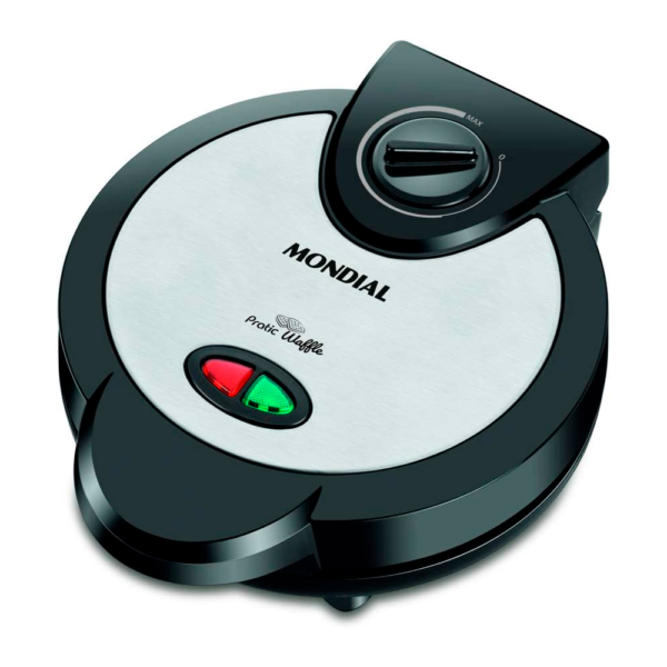 Waffle Maker Mondial, Preto/Inox, 1200W, 220V - GW-01